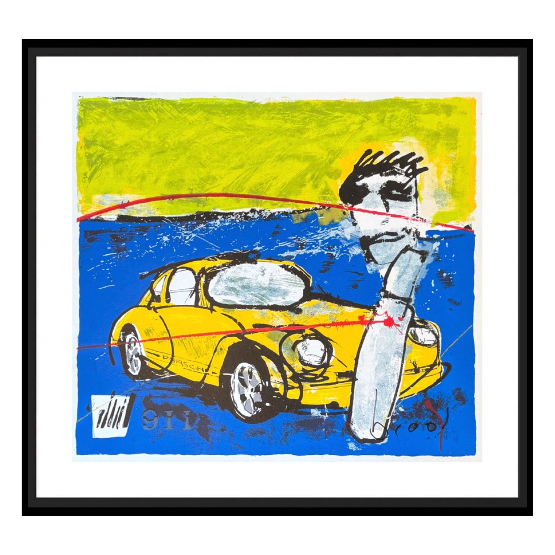 Porsche 911 - Originele Zeefdruk - Herman Brood - Gesigneerd