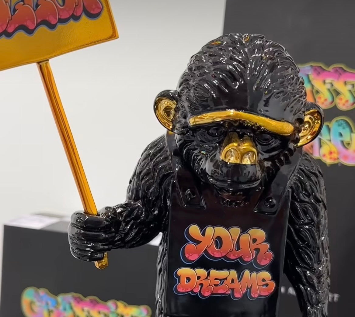 Van Apple Graffiti Monkey beeld urban pop art sculpture modern design kunstwerk