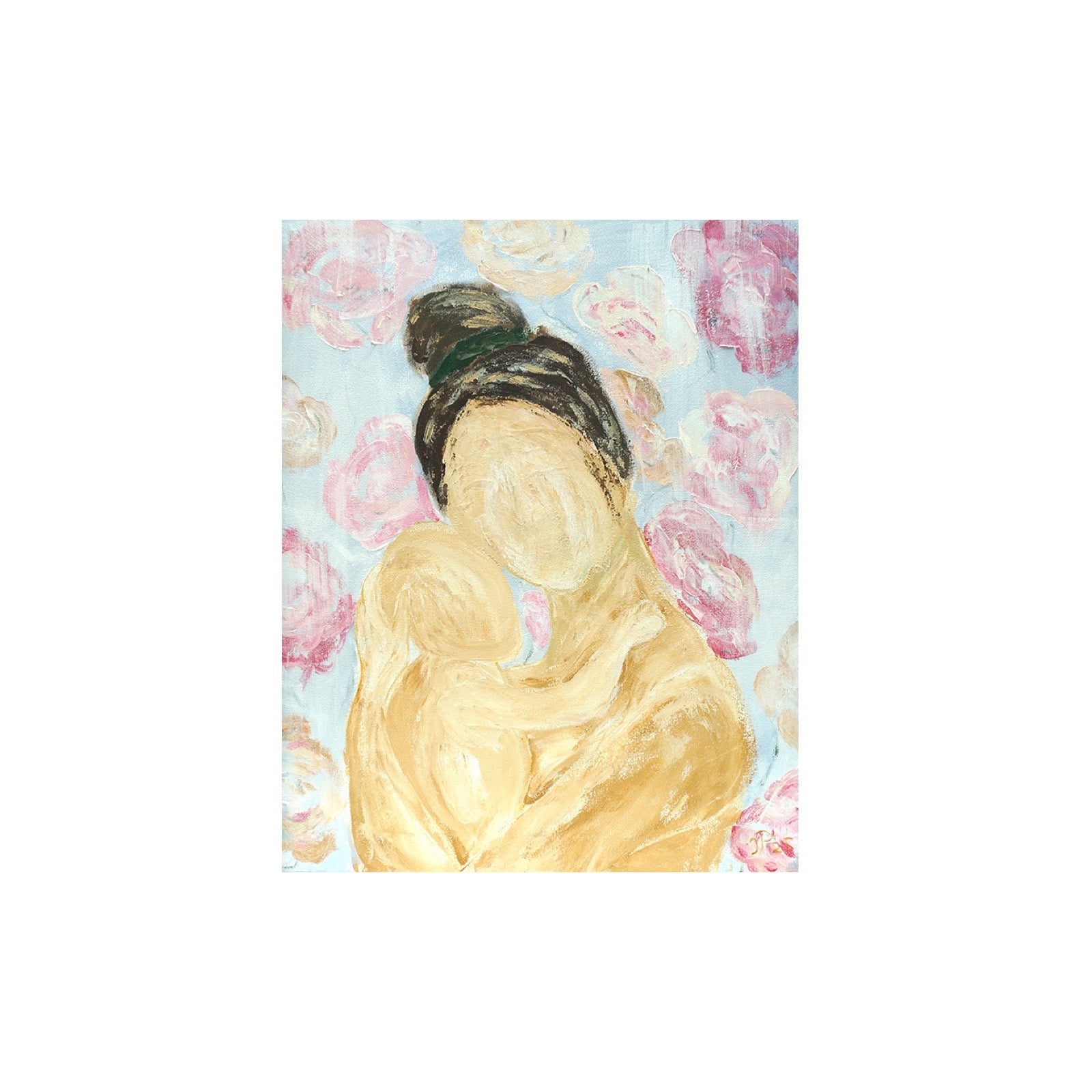 Moeder en baby schilderij 'Superbloom' van Atelier Plaisier perfect voor op de babykamer modernekunst.nl