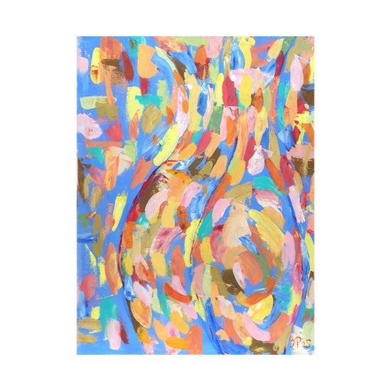 Modern abstract schilderij in blauw van dames billen van kunstenaar 'Atelier Plaisier' modernekunst.nl