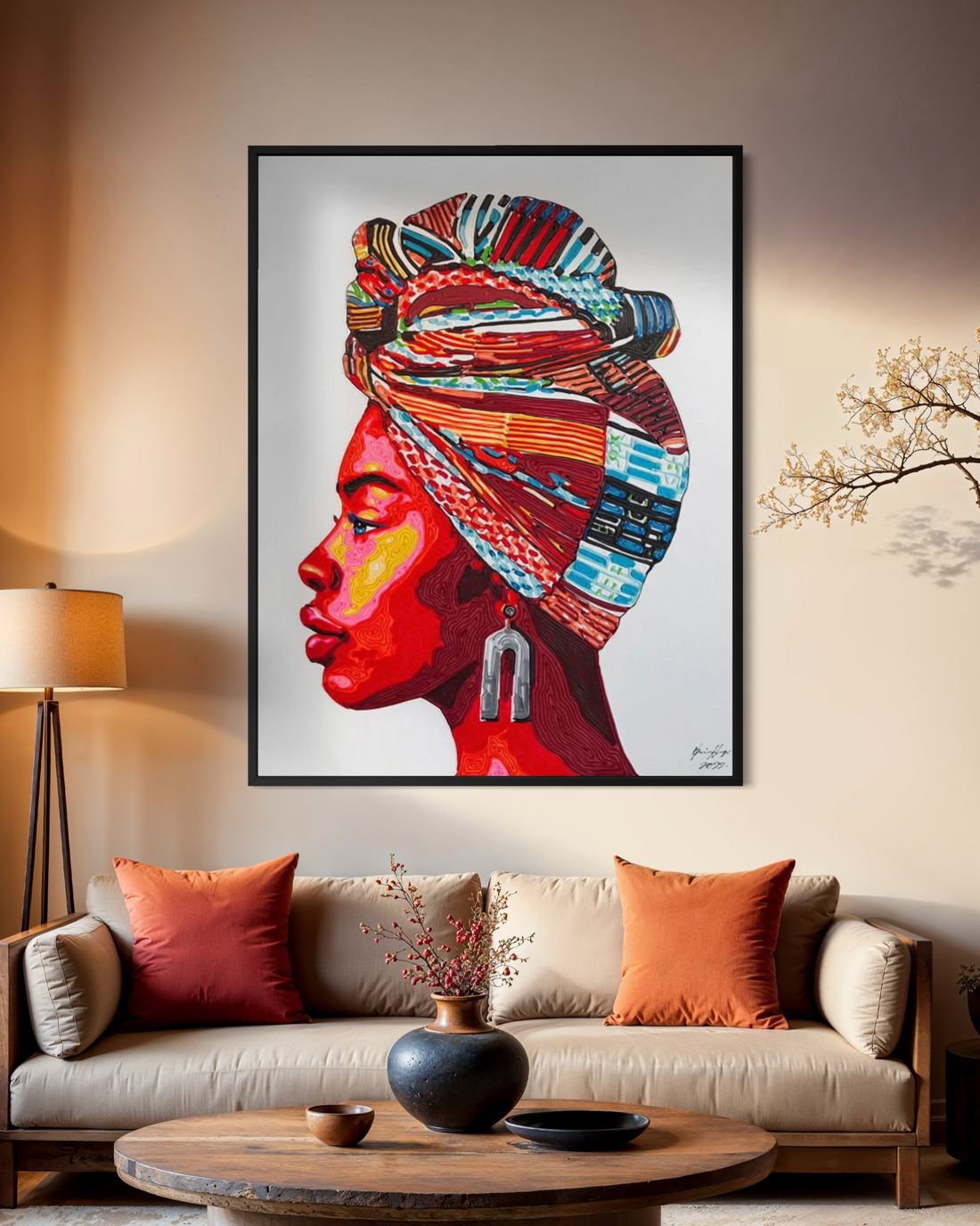 Chaiyapong Hongtong groot schilderij voor boven de bank
