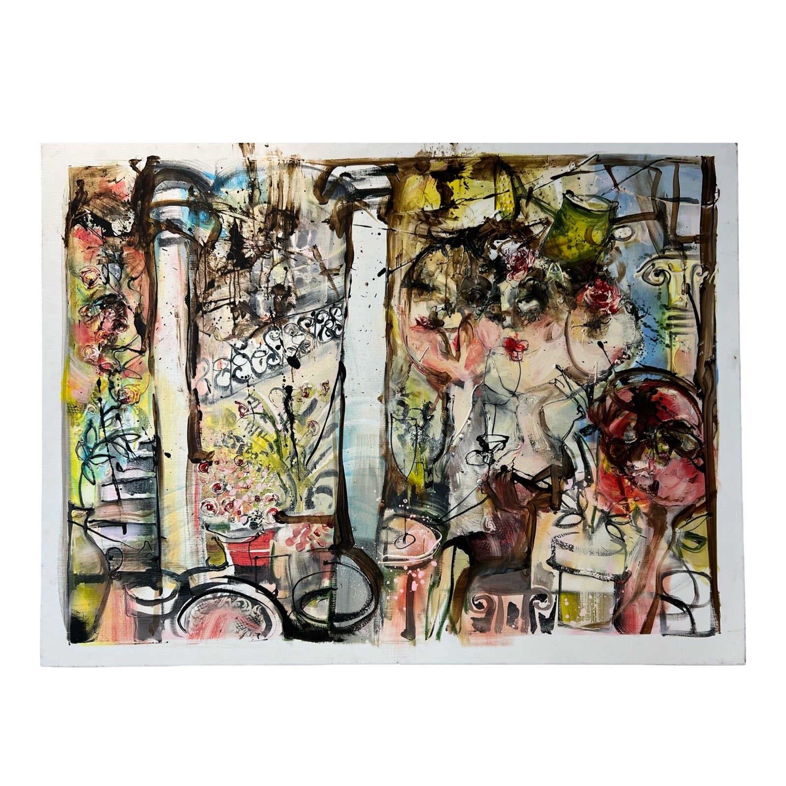 Origineel kunstwerk van Guy Olivier 'Diner in Temple' modernekunst.nl