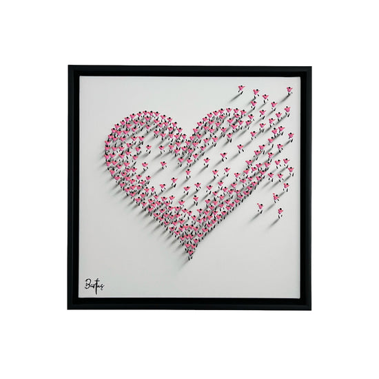 Francisco Bartus 'Pink Heart' Origineel 3D schilderij