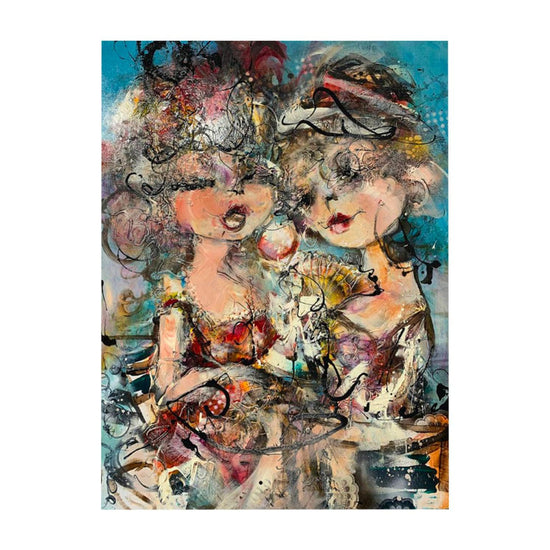 Guy Olivier 'Double Trouble' kleurrijk portret schilderij - Moderne Kunst.nl