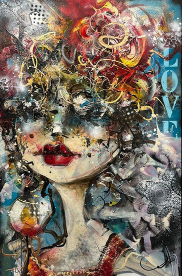 Guy Olivier schilder 'Love Love' kleurrijk portret Modernekunst.nl