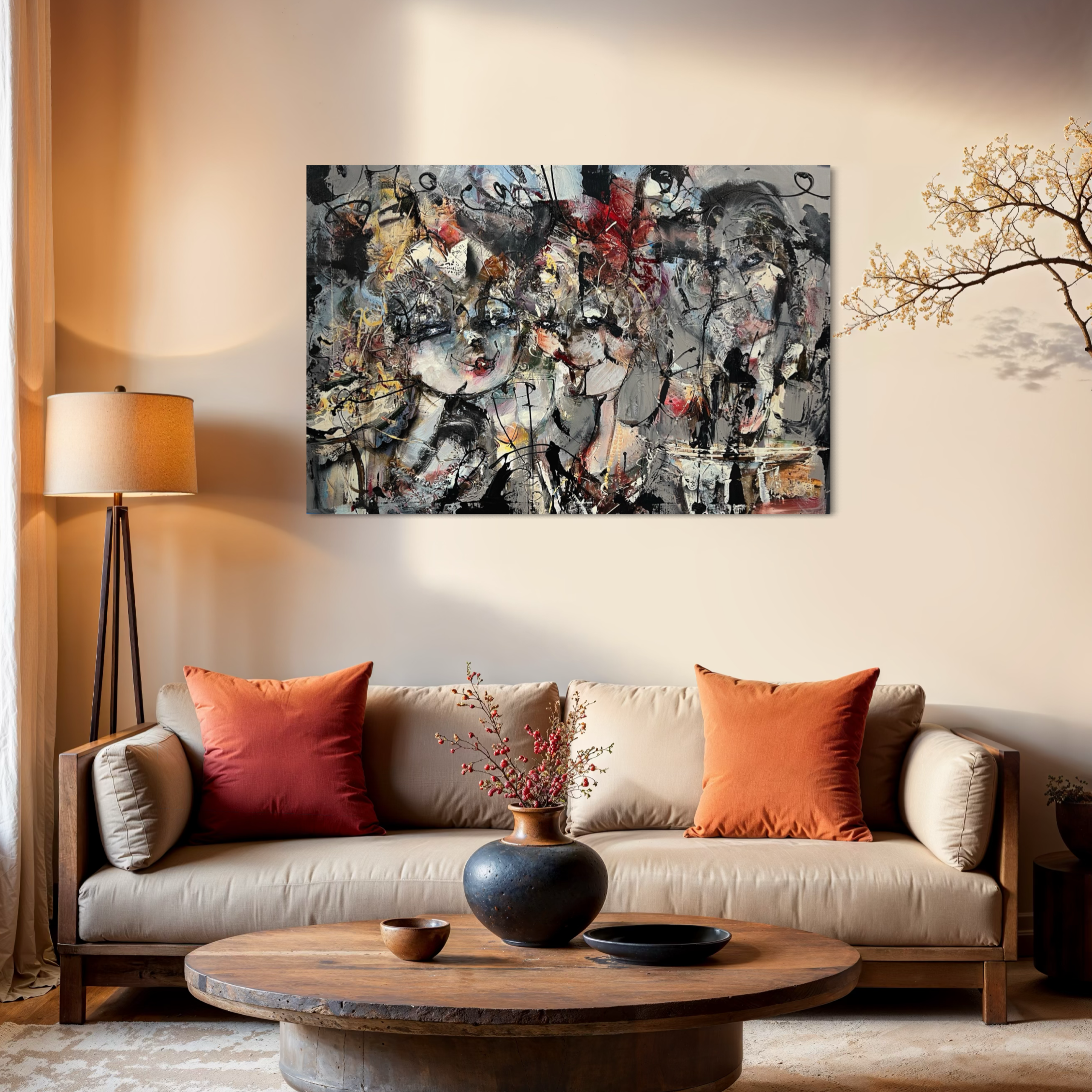 Guy Olivier schilderij 'Cafe' in een warm interieur