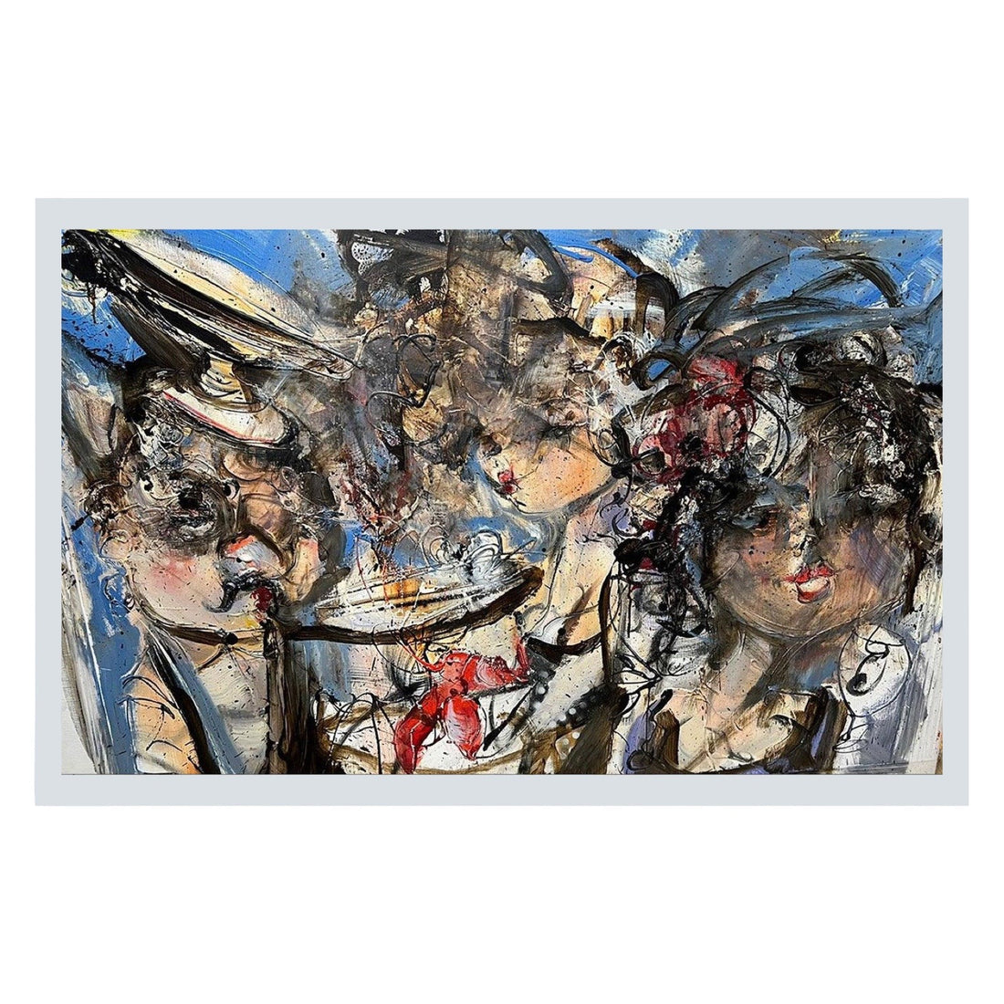 Guy Olivier schilderij 'diner with lobster' on canvas Modernekunst.nl