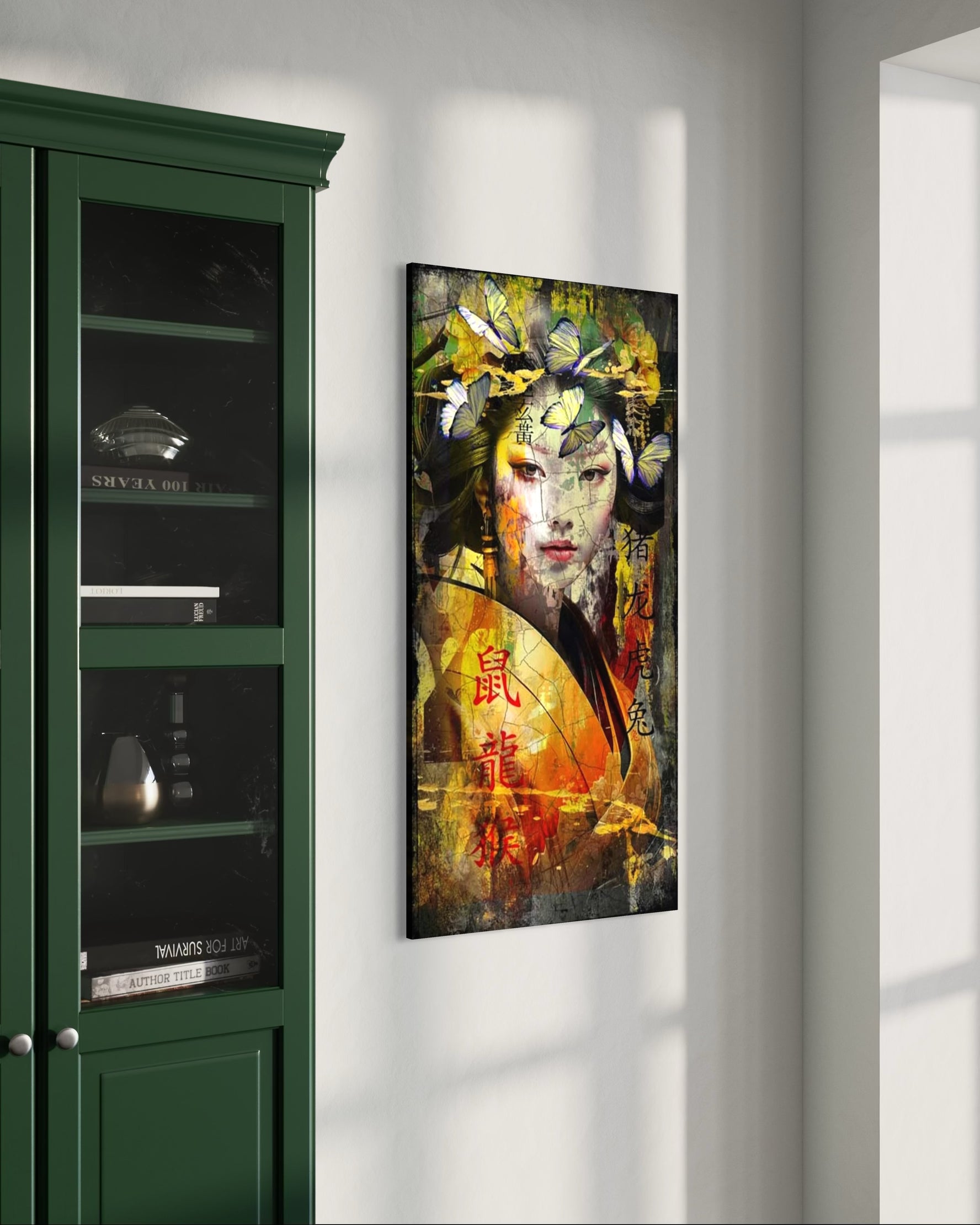 Farbiges Gesicht und Schmetterling