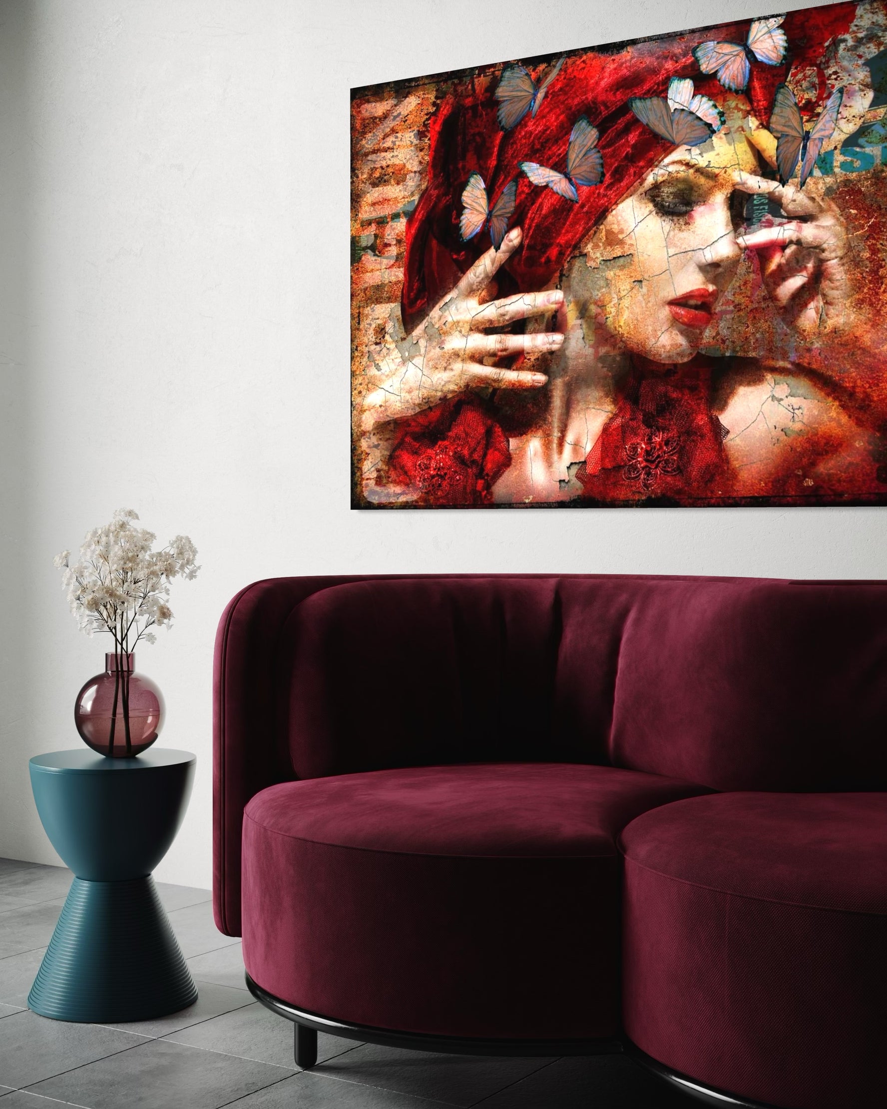 Farbiges Gesicht und Schmetterling