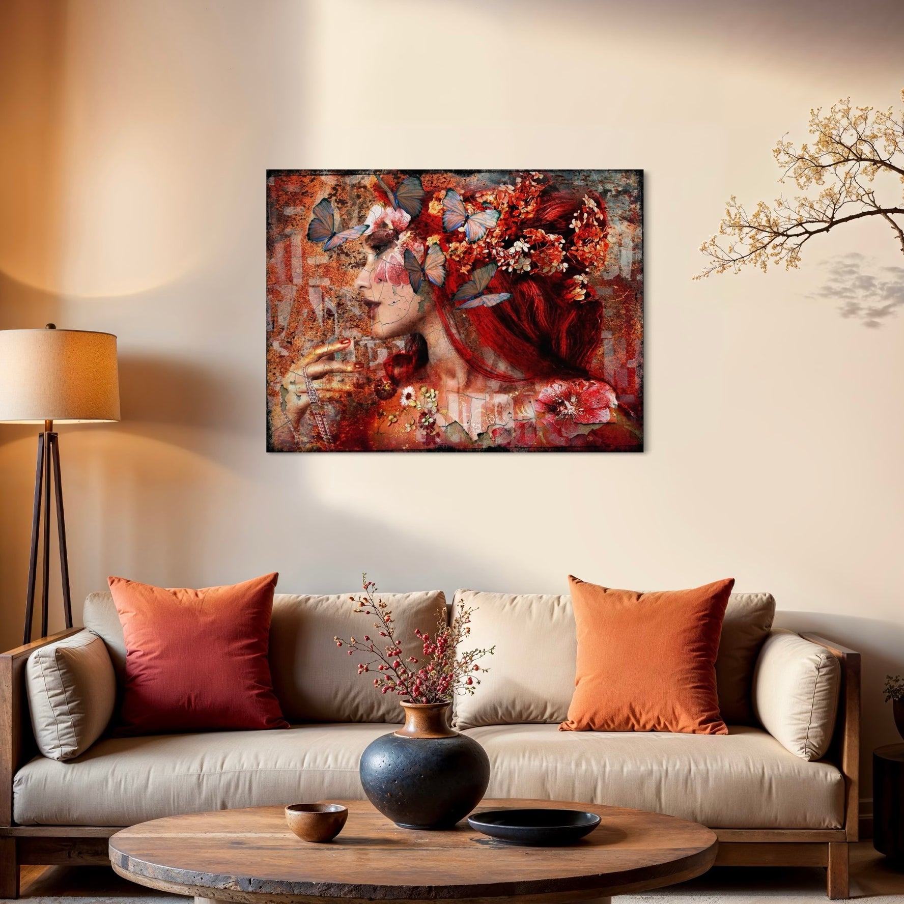 Farbiges Gesicht und Schmetterling