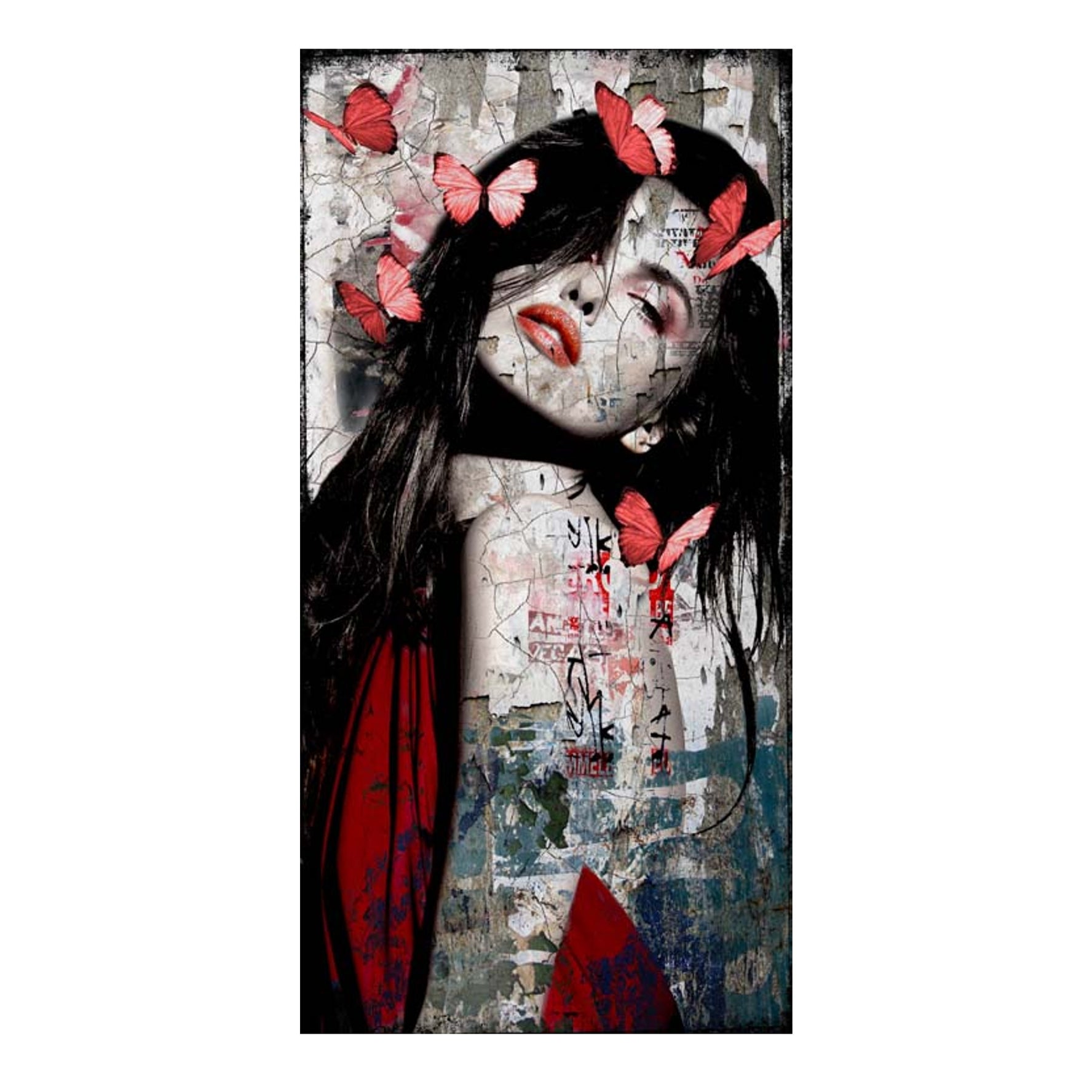 Farbiges Gesicht und Schmetterling