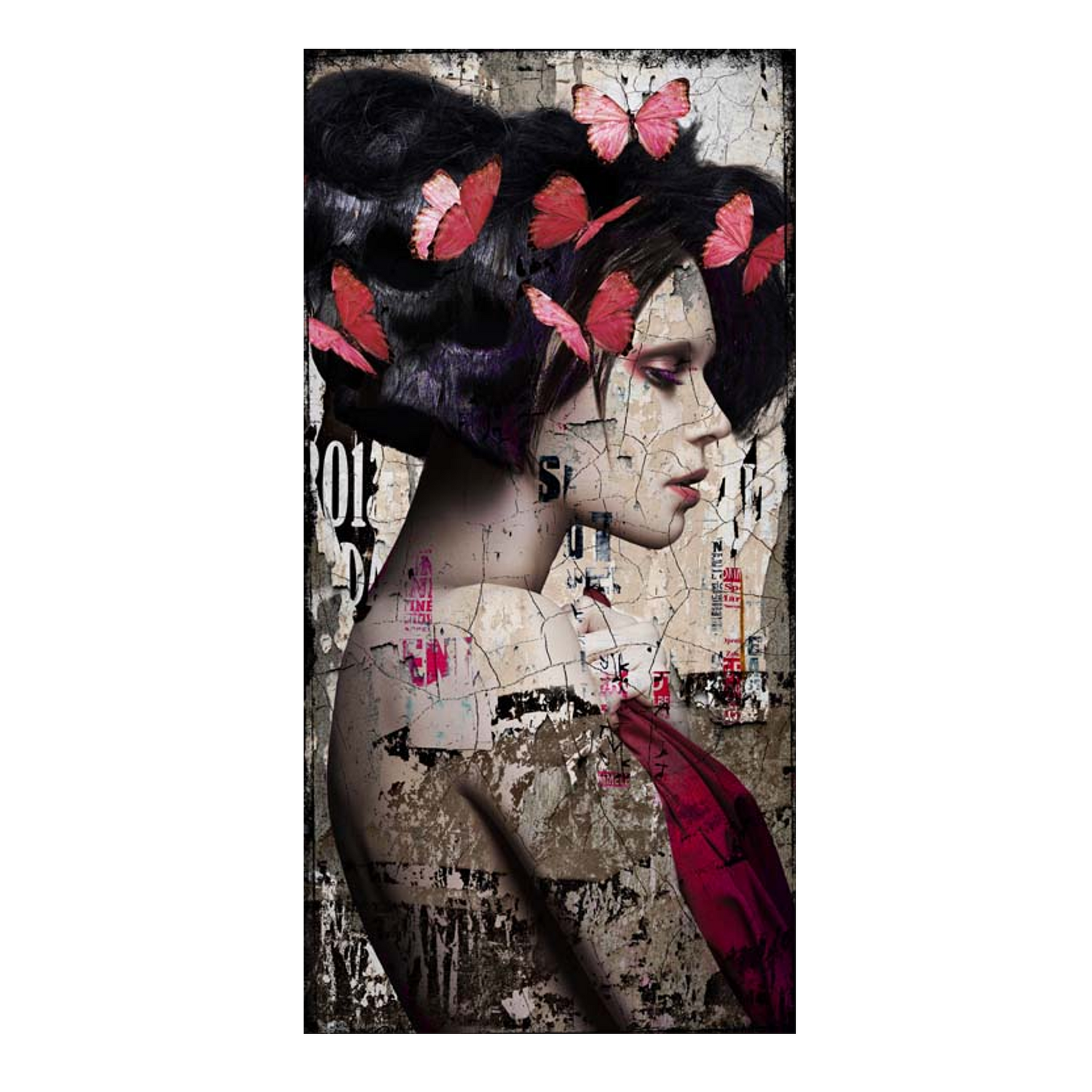 Farbiges Gesicht und Schmetterling