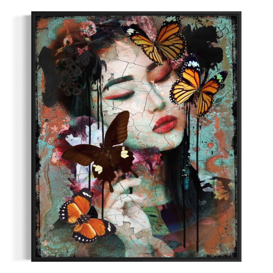 Hans Jochem Bakker schilderij op leer in baklijst