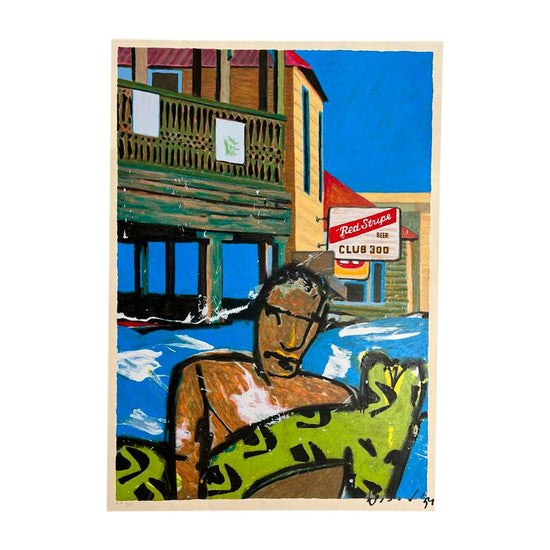 gesigneerde Herman Brood zeefdruk Red Stripe Club moderne kunst