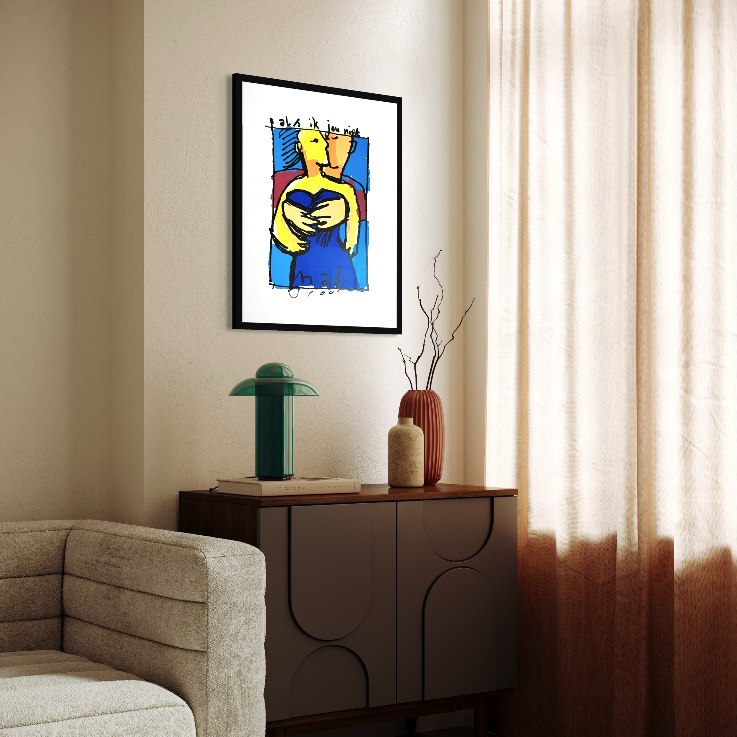 gesigneerde Herman Brood zeefdruk Als Ik Jou Niet Had met zwarte lijst