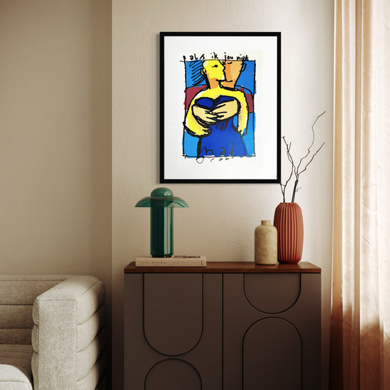 detail van Herman Brood zeefdruk Als Ik Jou Niet Had kleurrijk kunstwerk