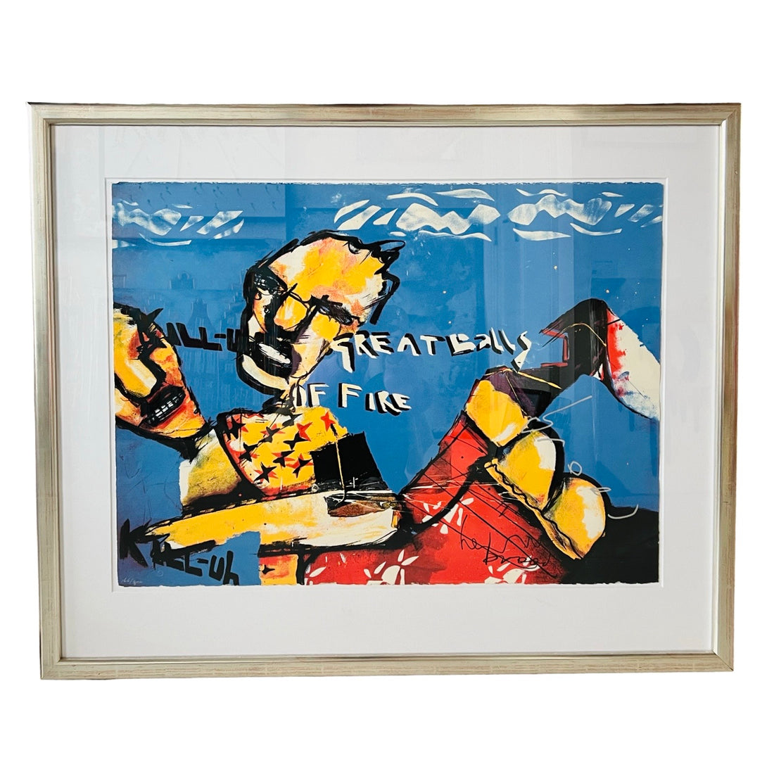 Herman Brood zeefdruk Great balls of fire gesigneerd en gelimiteerde oplage moderne kunst