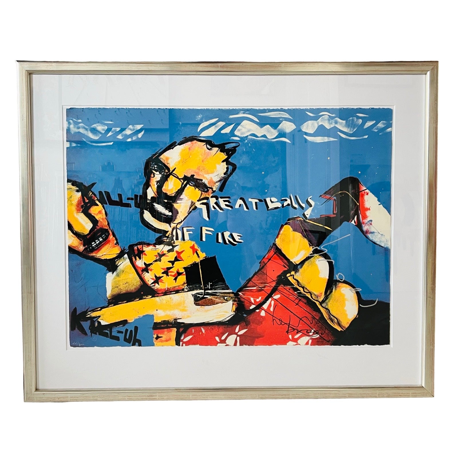 Herman Brood zeefdruk Great balls of fire gesigneerd en gelimiteerde oplage moderne kunst