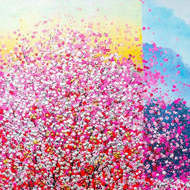 Pink Mediation Yellow stripe - Moderne Kunst