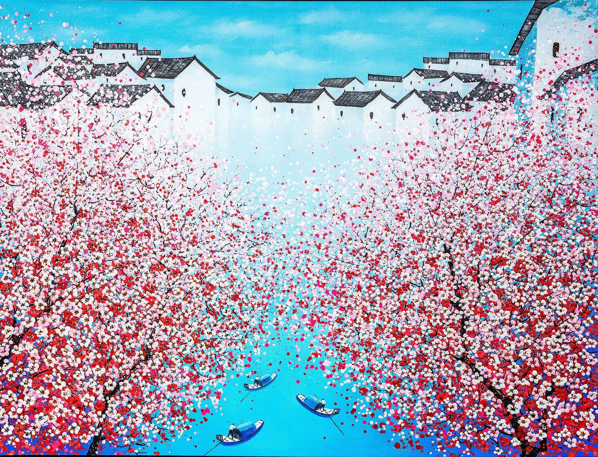 Originele Chinese kunst - Entrance Red - Moderne Kunst