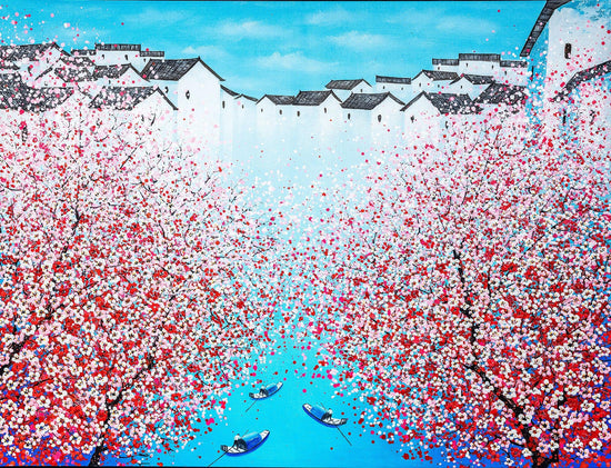Originele Chinese kunst - Entrance Red - Moderne Kunst