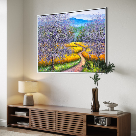 Je Shen Art 'Purple Rain' Groot landschap olieverf schilderij