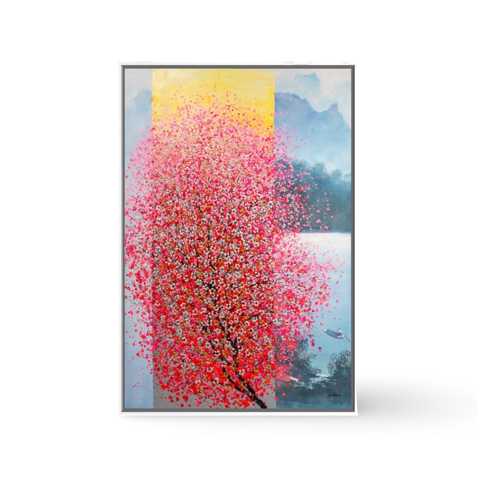 Pink Mediation Yellow stripe - Moderne Kunst