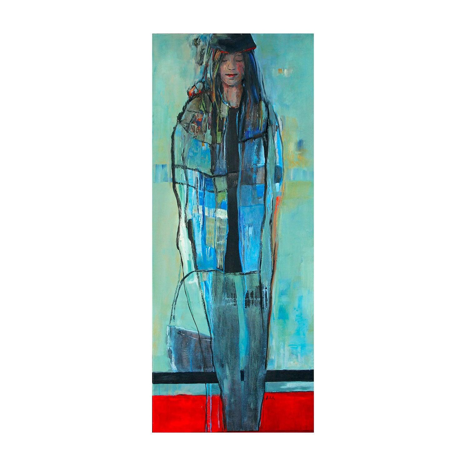 Girl in Blue coat - Moderne Kunst