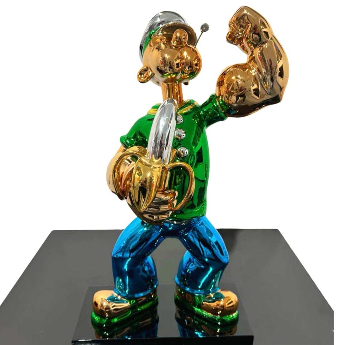 Van Apple Art Popeye Golden Banana beeld pop art sculpture chrome resin goud design kunstwerk