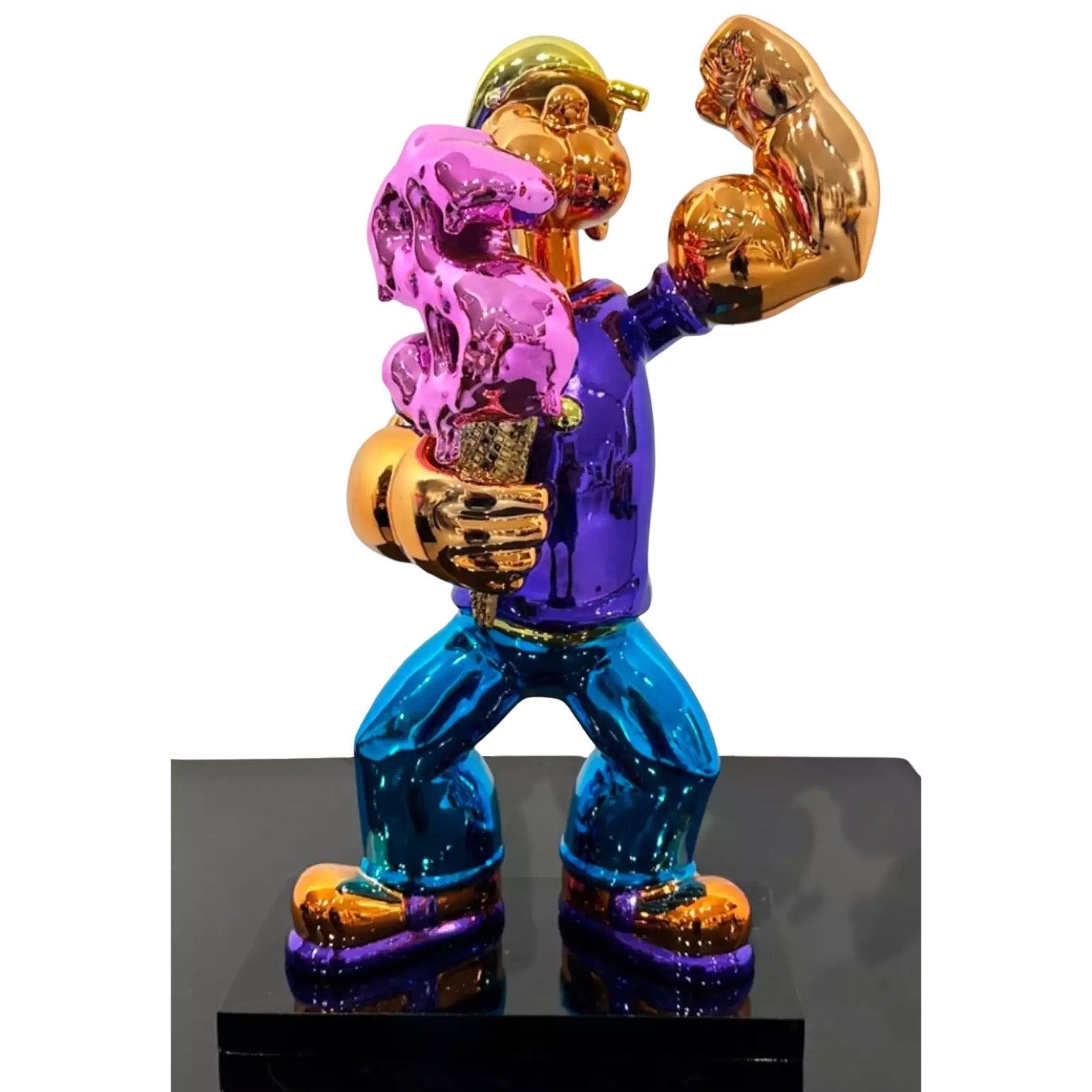Van Apple Art Popeye Ice Cream beeld pop art sculpture chrome resin gesigneerd kunstwerk 42 cm