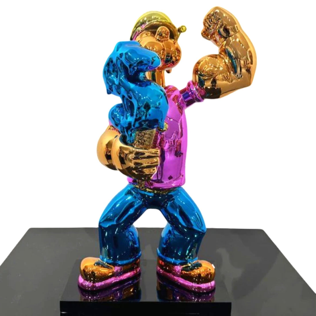 Van Apple Art Popeye Ice Cream beeld pop art sculpture chrome resin gesigneerd kunstwerk 42 cm