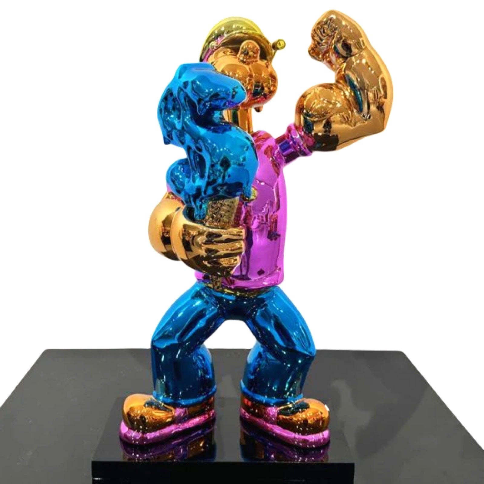 Van Apple Art Popeye Ice Cream beeld pop art sculpture chrome resin gesigneerd kunstwerk 42 cm