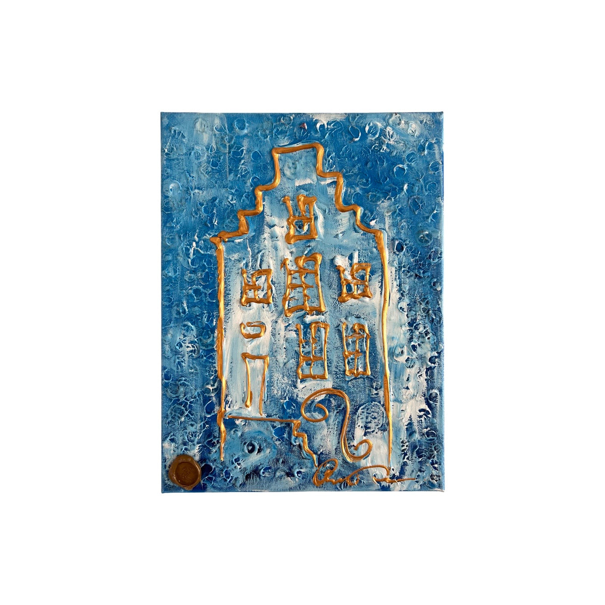 Rick Triest - Grachtenpandje Blauw - Amsterdam Schilderij