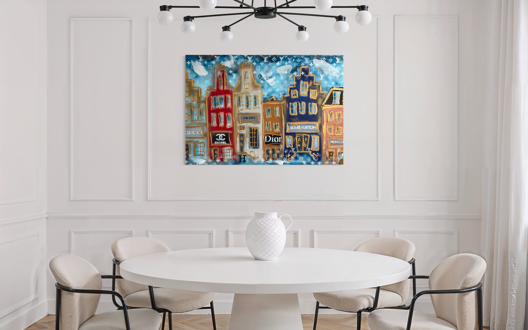 Amsterdam shopping street Chanel, Dior, gucci, Prada store.