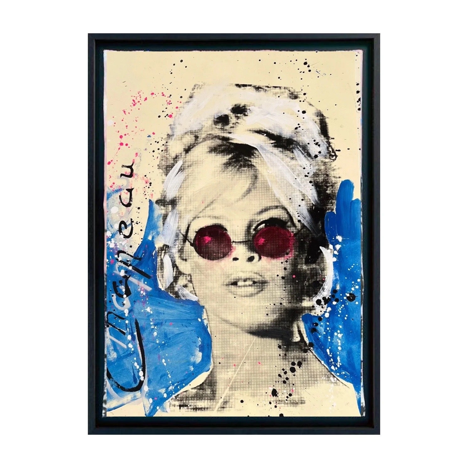 Schilderij van Brigitte Bardot in blauw van Ronald Chapeau via moderne kunst