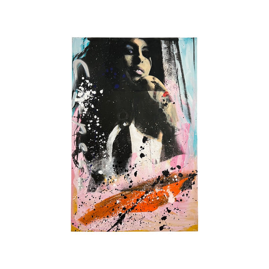 Ronald Chapeau 'Amy Winehouse Blauw' Pop-art portret schilderij