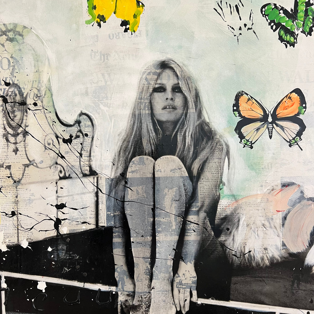 Close up van Ronald Chapeau schilderij Brigitte Bardot Vlinders