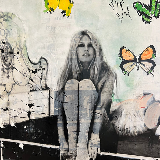 Close up van Ronald Chapeau schilderij Brigitte Bardot Vlinders
