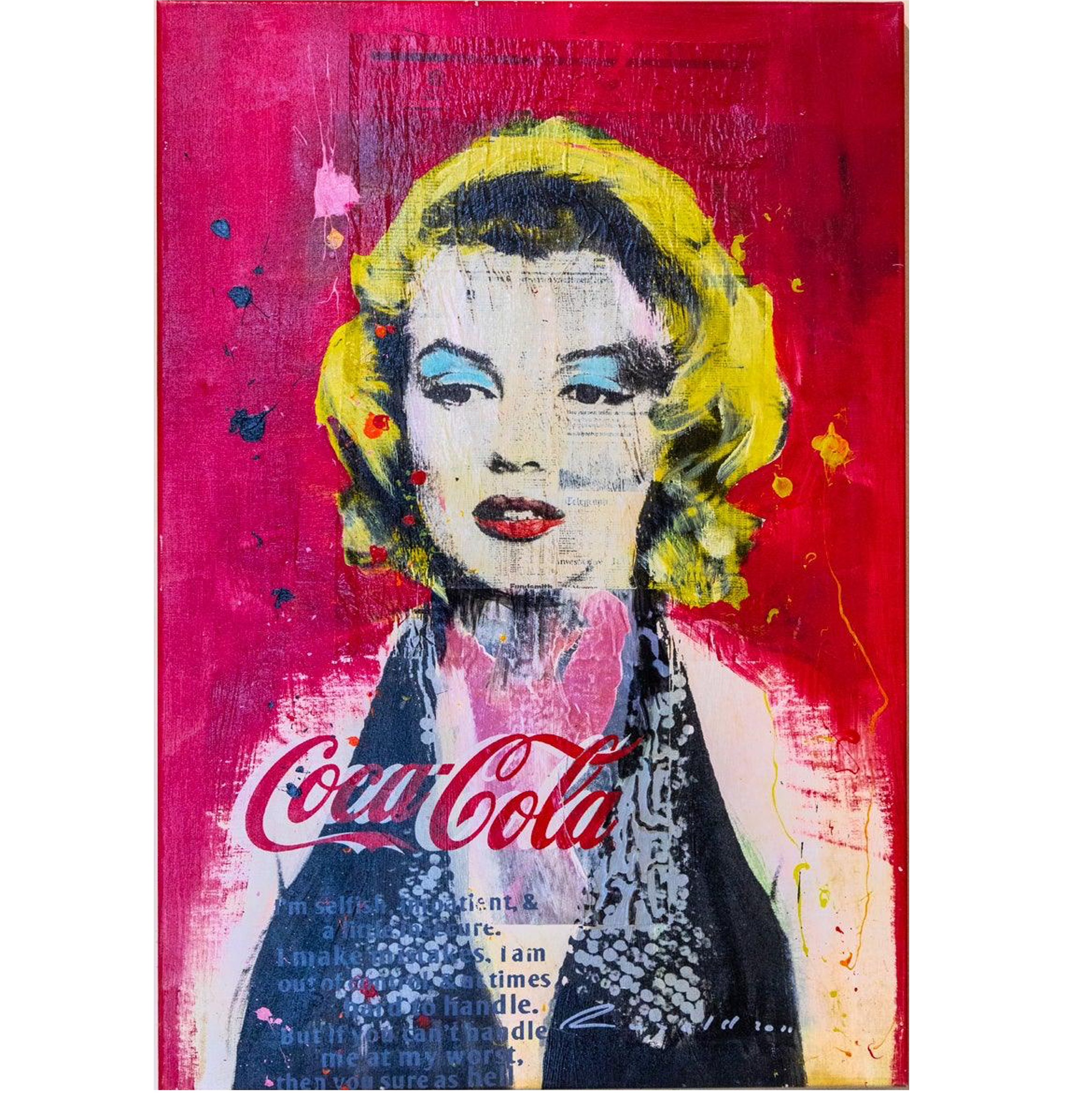 Ronald Chapeau pop-art schilderij van Marilyn Monroe in rood en geel