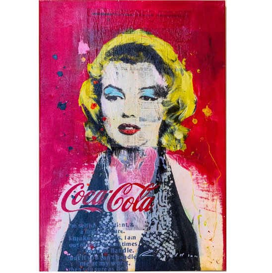 Ronald Chapeau pop-art schilderij van Marilyn Monroe in rood en geel