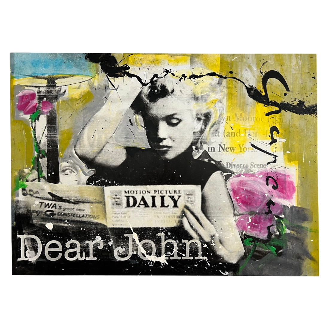 Ronald Chapeau Dear John schilderij met Marilyn Monroe die de krant leest