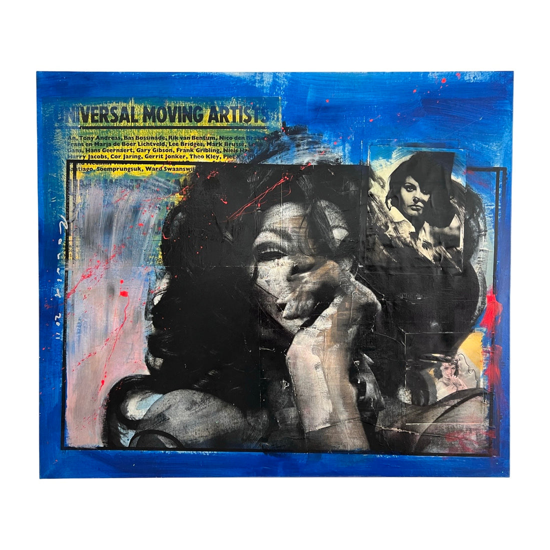 Ronald Chapeau zeefdruk op linnen van Sophia Loren in blauw met geel