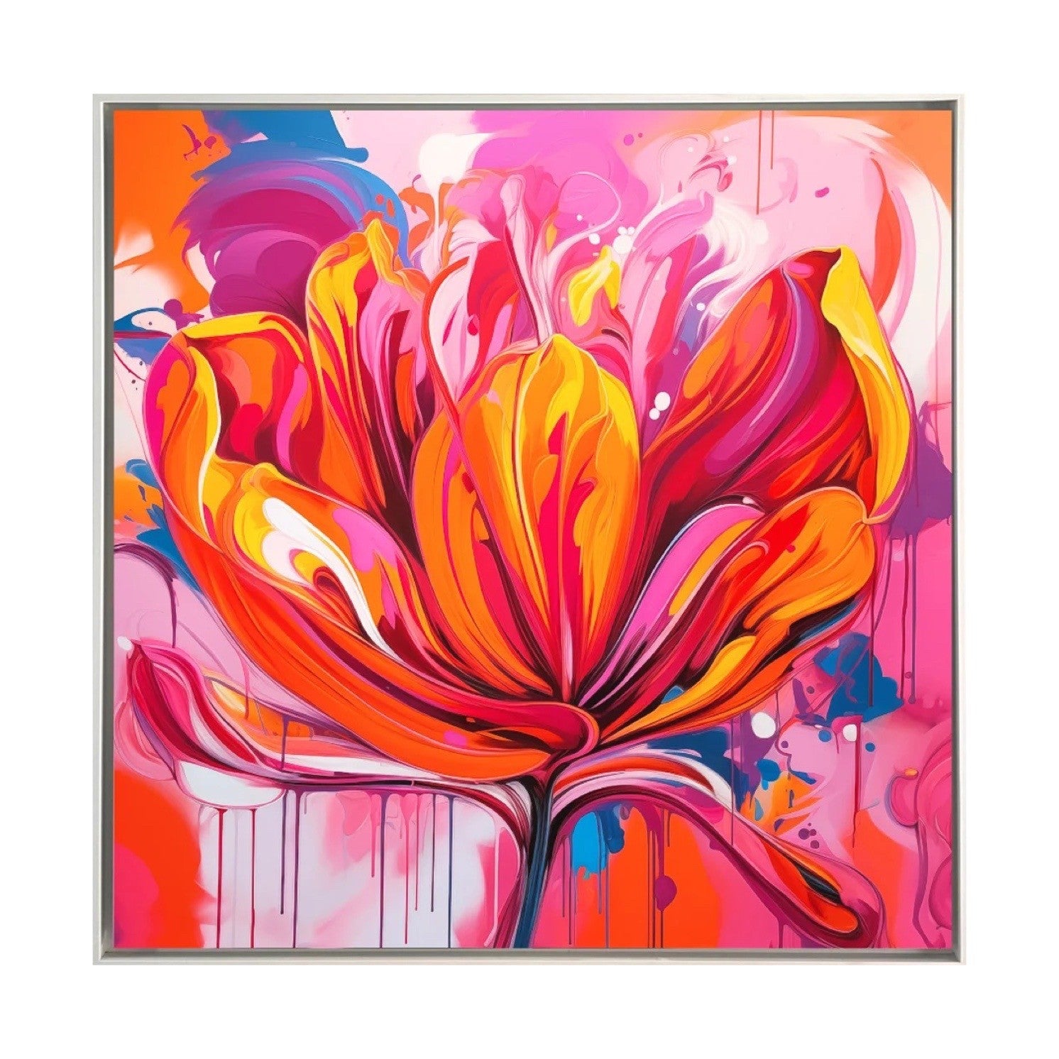 Tulpen schilderij in roze en oranje van Wilma Mesman via moderne kunst