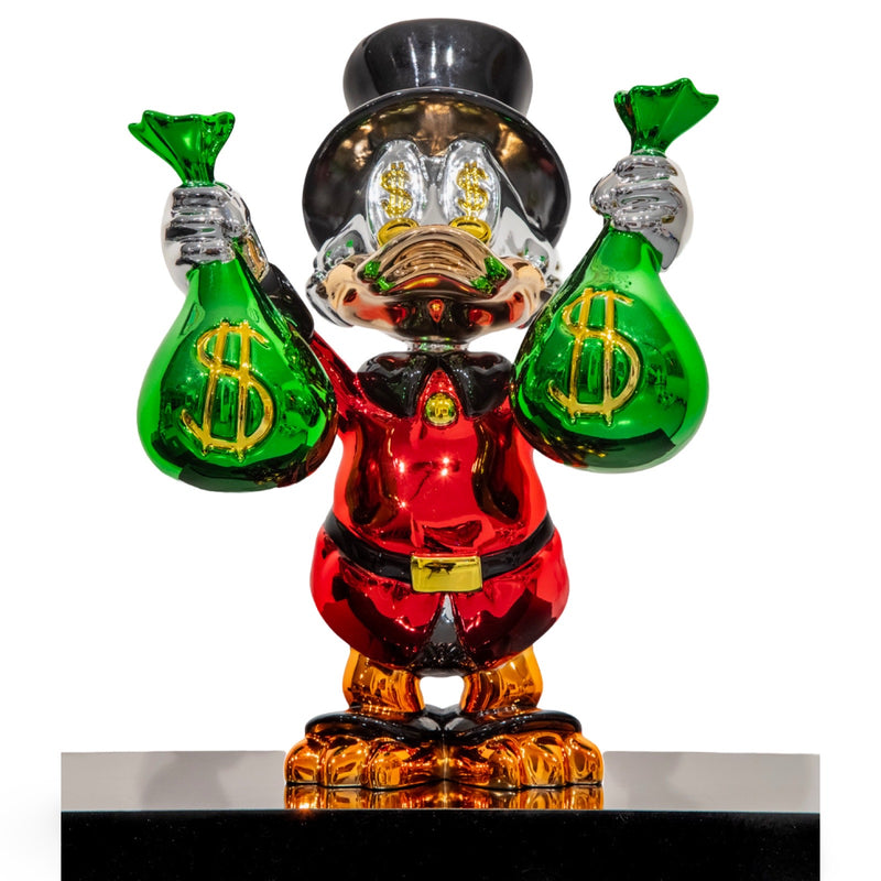 Van Apple Show Me The Money beeld pop art sculpture luxe design kunstwerk Dagobert Duck Rood