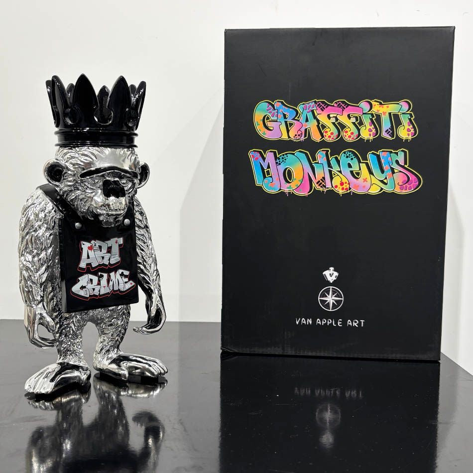 Van Apple Art Graffiti Monkey 'Art Crime' Beeld Pop Art Sculpture