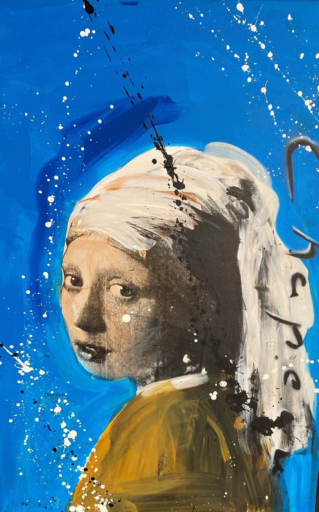 Ronald Chapeau meisje met de parel pop art schilderij