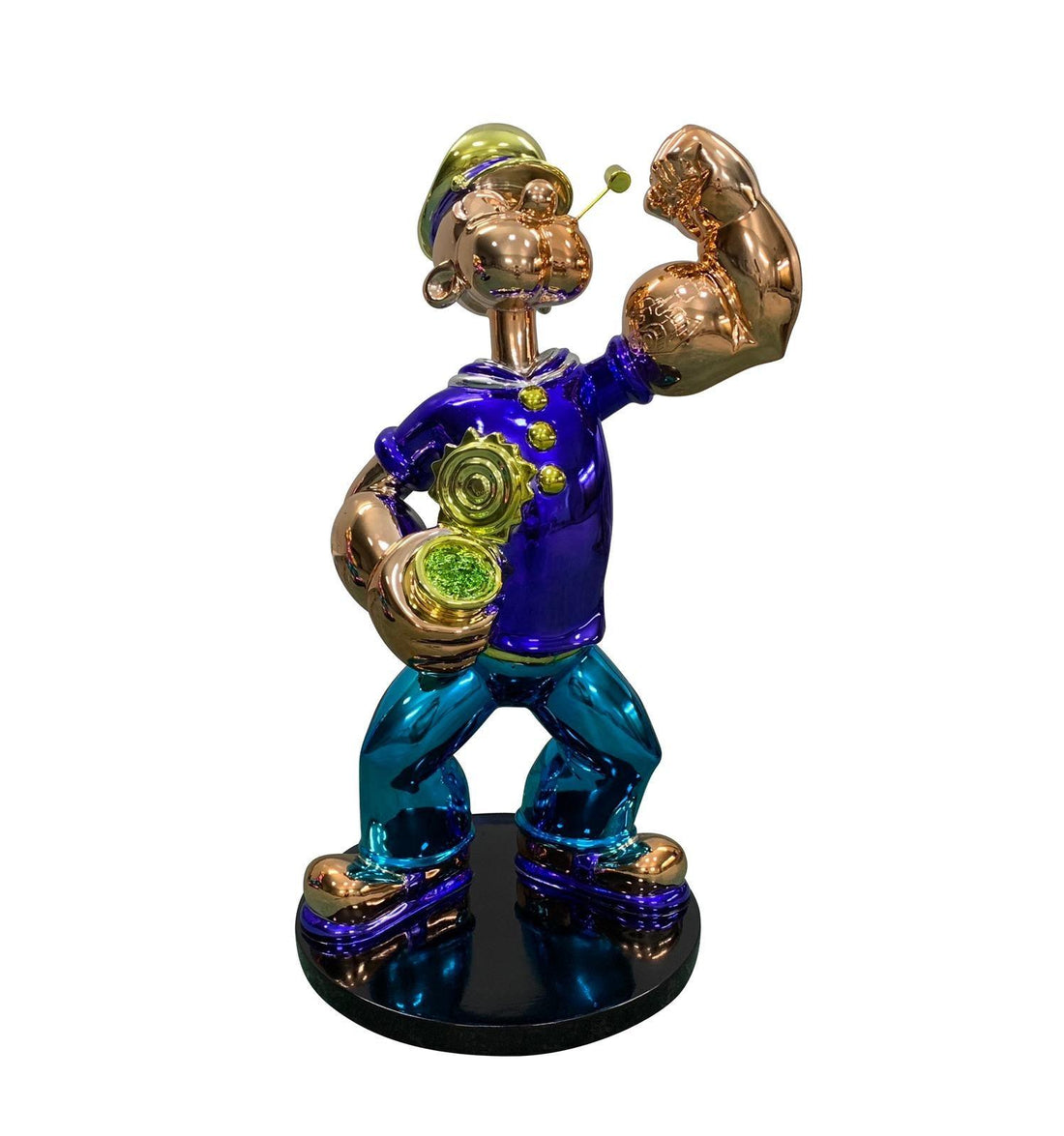 Van Apple Art Popeye Stay Strong beeld spinazie pop art sculpture chrome resin gesigneerd kunstwerk